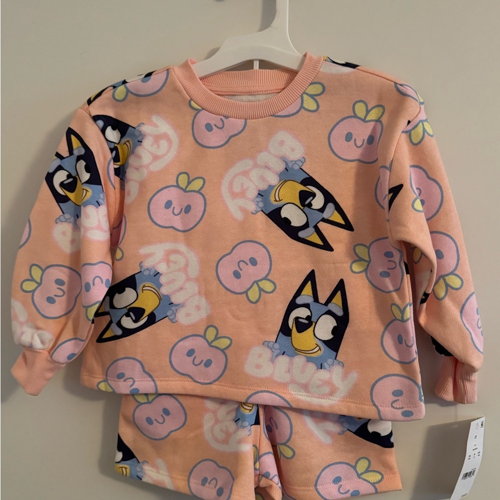 2T - Bluey sweatshirt w/shorts